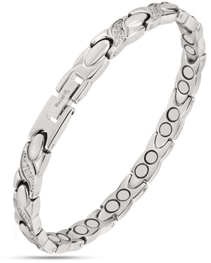 Women's Ultra Strength Magnetic Bracelet Crystal XO (Silver)