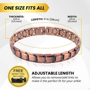 Ultra Strength Copper Magnetic Therapy Anklet for Men