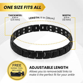 Ultra Strength Titanium Magnetic Therapy Anklet for Men (Black)