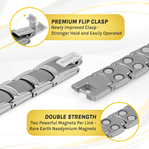 Ultra Strength Titanium Magnetic Therapy Anklet for Men (Silver)
