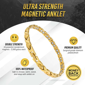 Ultra Strength Titanium Magnetic Therapy Anklet for Women (Gold)