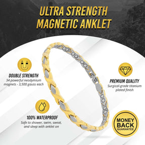 Ultra Strength Titanium Magnetic Therapy Anklet for Women (Gold & Silver)
