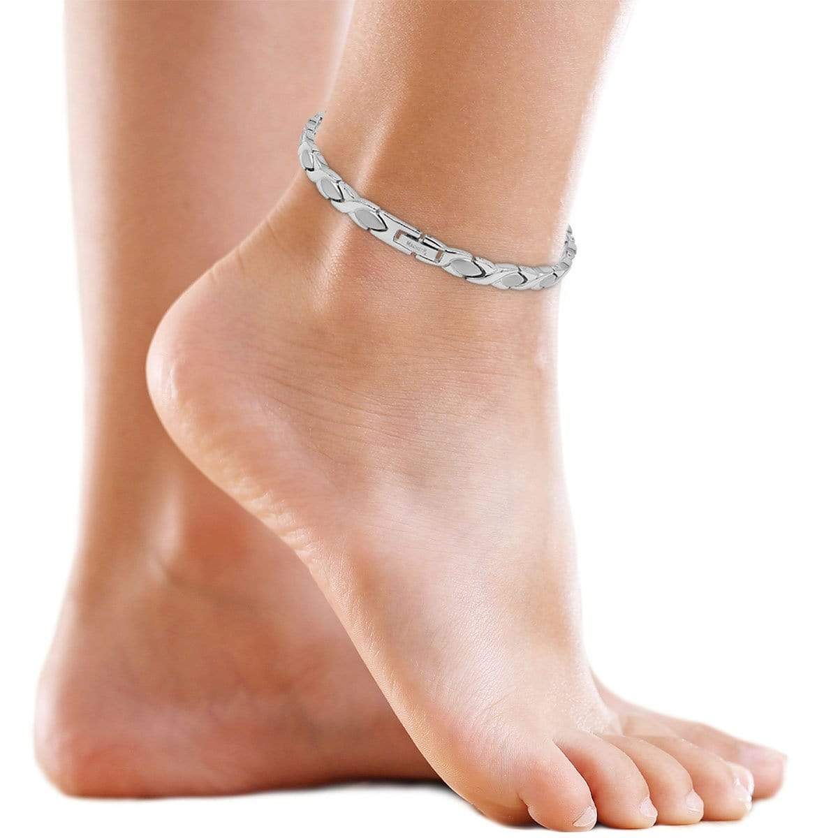 Ultra Strength Titanium Magnetic Therapy Anklet for Women (Silver)