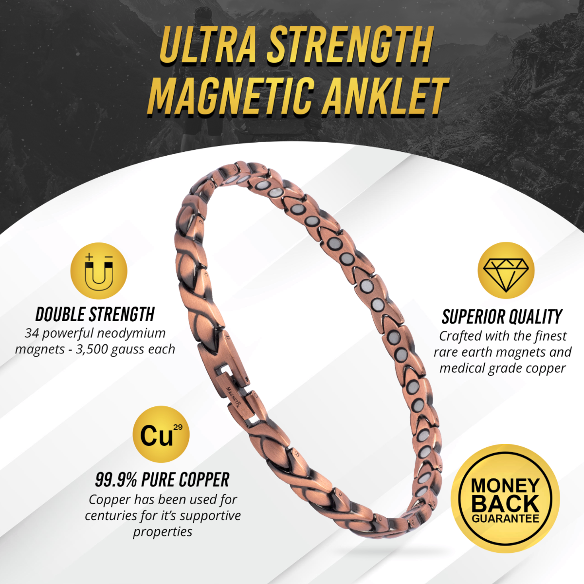 magnetrx magnetic anklets ultra strength copper magnetic therapy anklet for women