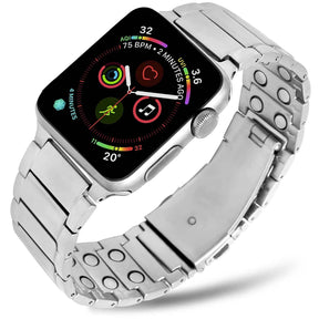 Magnetic Therapy Apple Watch Band Silver Stainless Steel