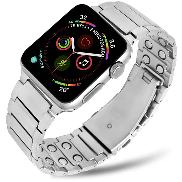 Silver Magnetic Therapy Apple Watch Band MagnetRX