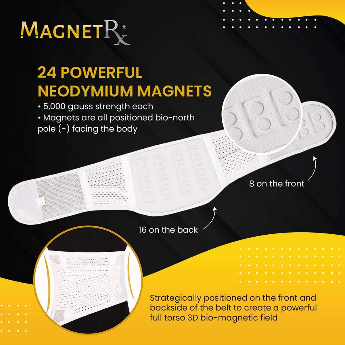 MagnetRX® Faja Lumbar Terapéutica con Imanes de Magnetoterapia– Soporte  Lumbar Ortopédico para el Dolor de Espalda Alivio de la Ciática Lumbago –