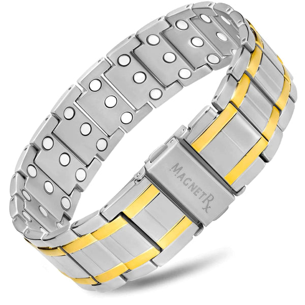 MagnetRX® 3X Strength Titanium Magnetic Bracelet – Magnetic Bracelets for  Men – Premium Fold-Over Clasp & Adjustable Length with Sizing Tool (Black &  Gold) - Walmart.com