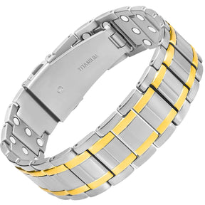 3x Strength Titanium Magnetic Bracelet for Men (Silver & Gold)