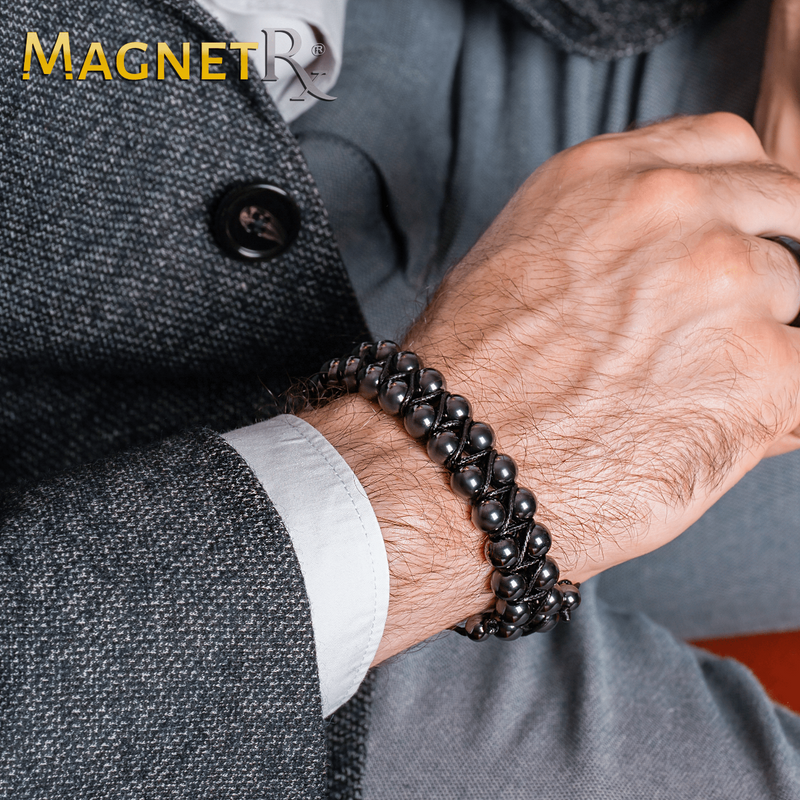 Triple Power Magnetic Hematite Bracelet - White Pearl Beads, Magnetic Clasp, Anklet & Necklace Too