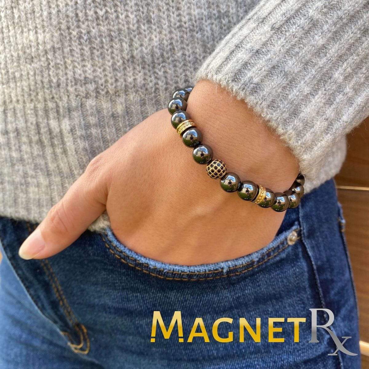 High Power Magnetic Hematite Bracelet Double Bead