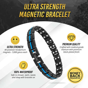 Magnetic Therapy Thin Blue Line Bracelet for Women