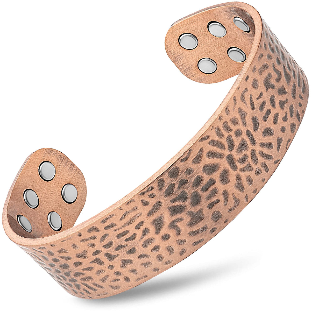 Mega Strength Magnetic Therapy Bracelet Wide Hammered Copper Cuff