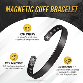Men’s Magnetic Bracelet Cuff (Brushed Black)