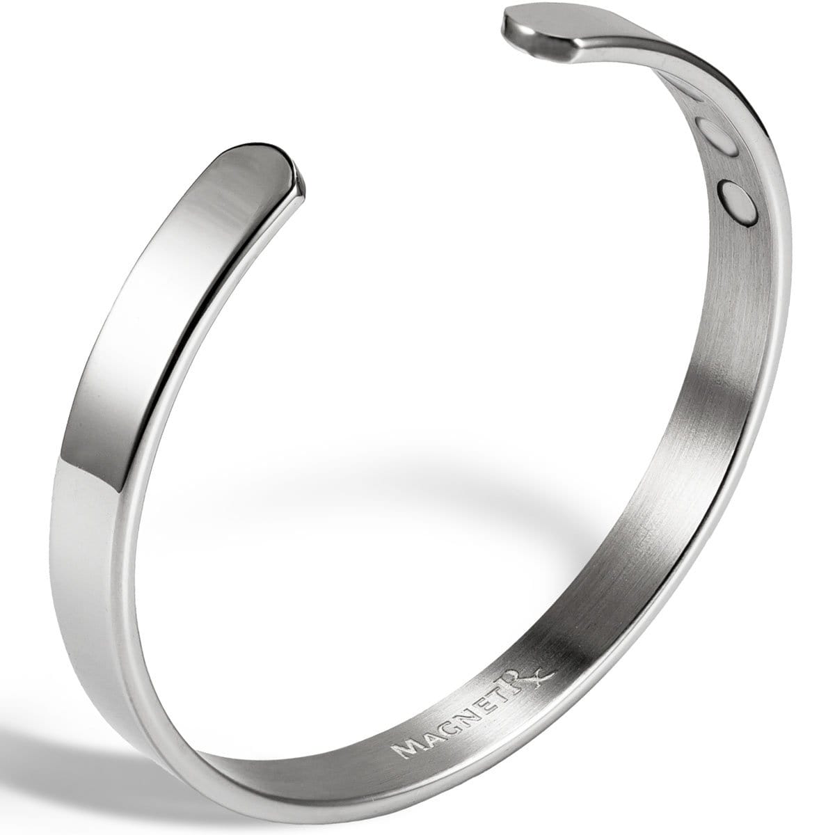 Men’s Magnetic Bracelet Cuff (Polished Silver)