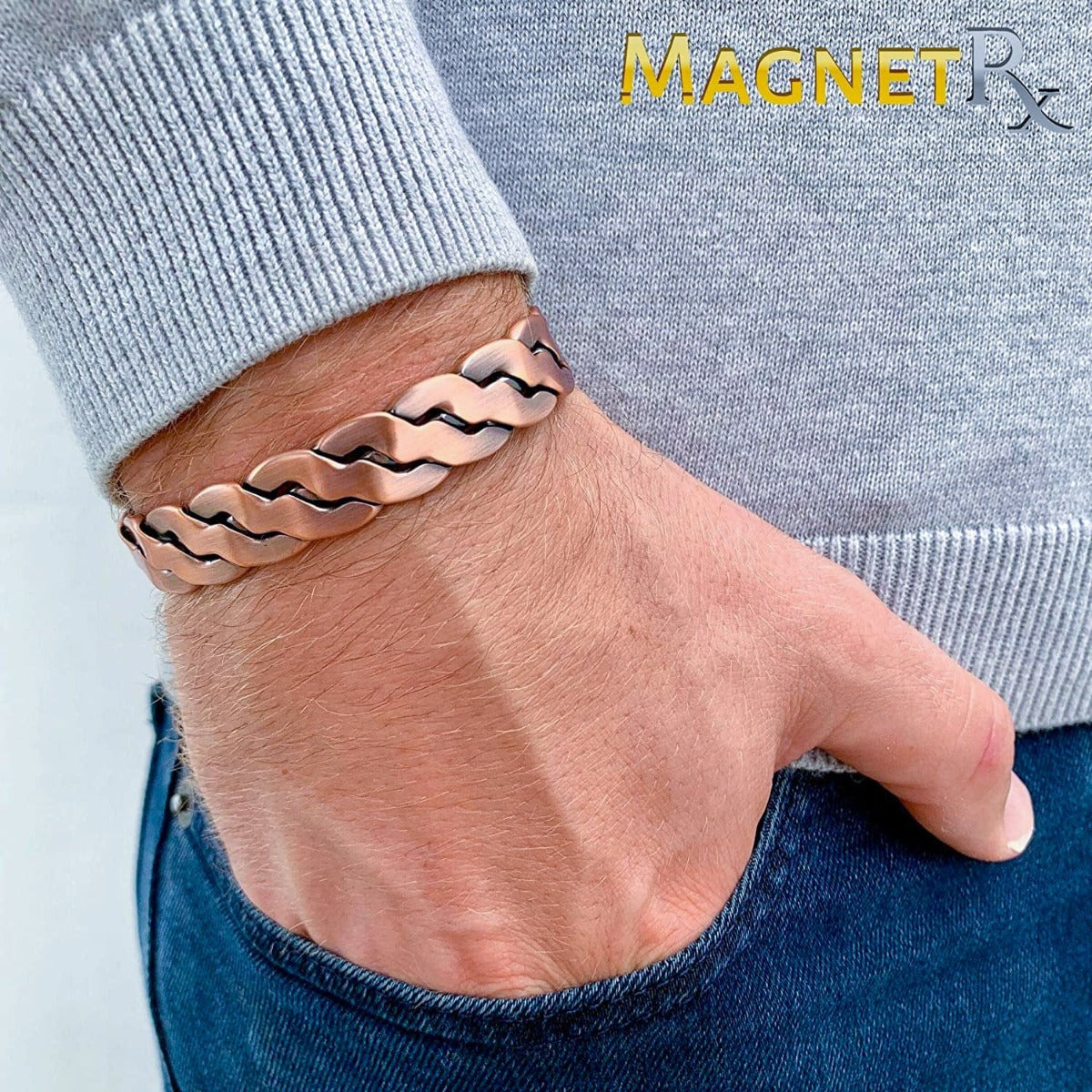 Rugged Twist Copper Magnetic Therapy Bracelet Bangle