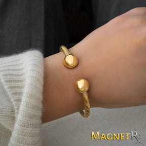 Twisted Cable Magnetic Bracelet Cuff (Gold)