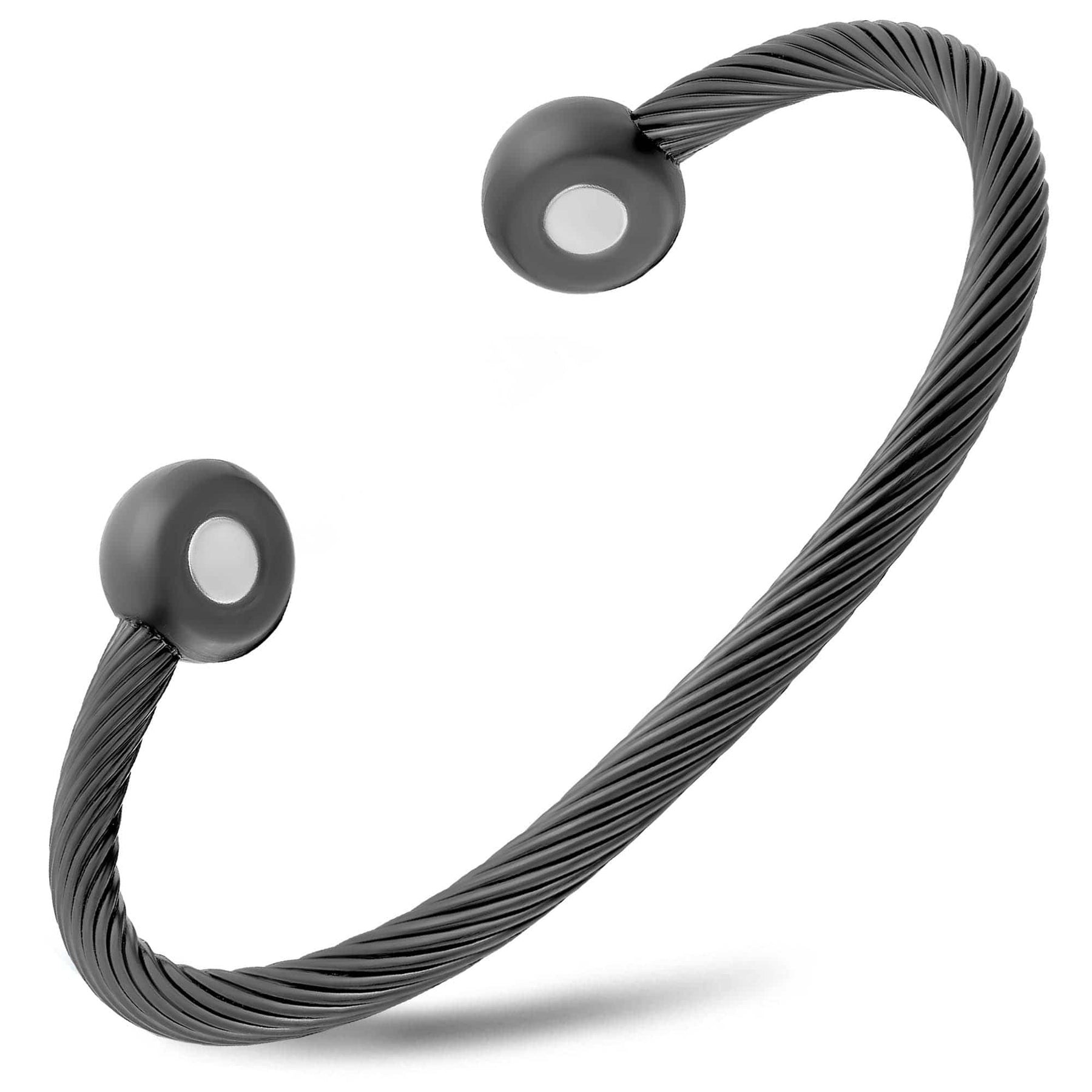 Twisted Cable Magnetic Bracelet Cuff (Gunmetal)