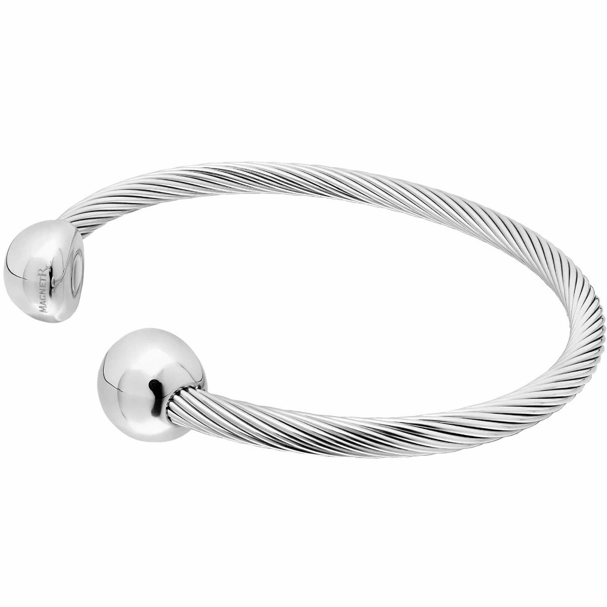 Twisted Cable Magnetic Bracelet Cuff (Silver)