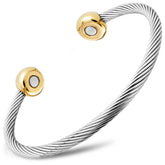 Twisted Cable Magnetic Bracelet Cuff (Silver & Gold)