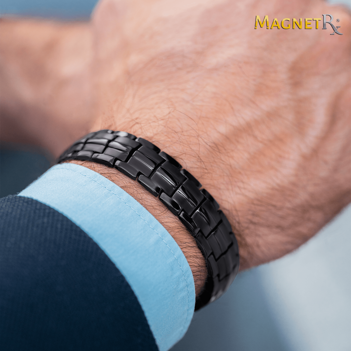 MagnetRX Ultra Strength Sports Magnetic Bracelet - Waterproof Silicone Bracelet for Pain Relief, Circulation, Energy & Balance - Wide Magnetic