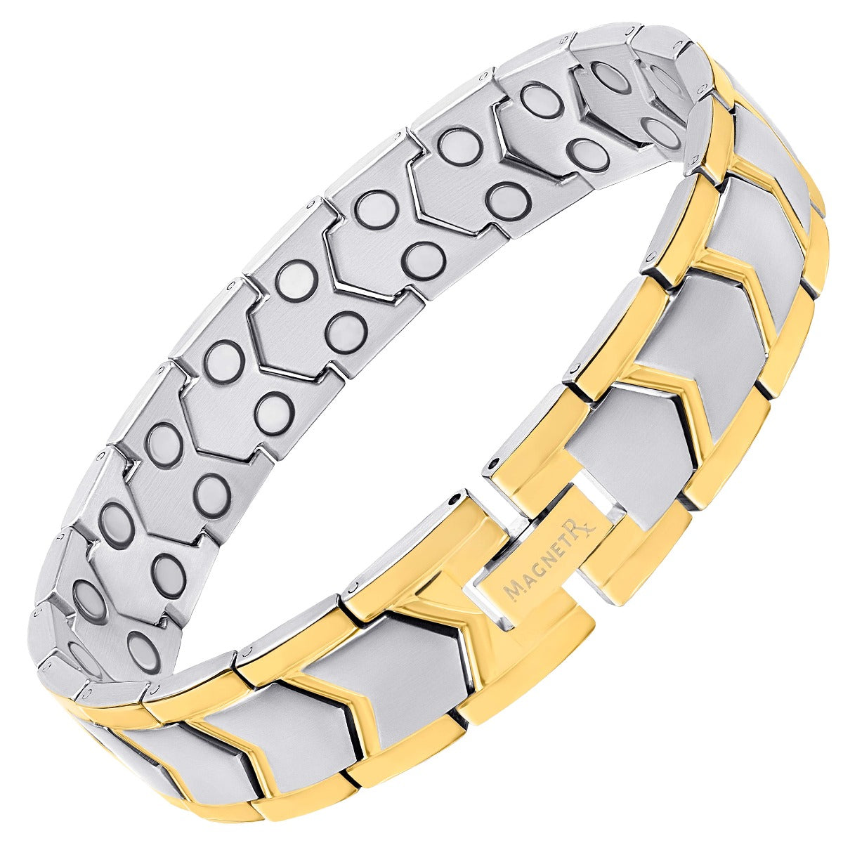 Ultra Strength Silver & Gold Arrow Chain Magnetic Therapy Bracelet