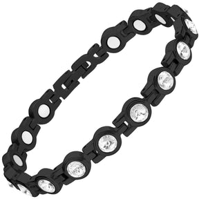 Women's Black Crystal Magnetic Therapy Bracelet