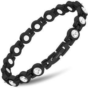 Women's Black Crystal Magnetic Therapy Bracelet