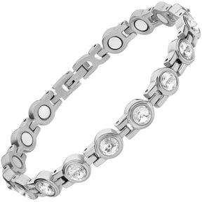 Women's Silver Crystal Magnetic Therapy Bracelet