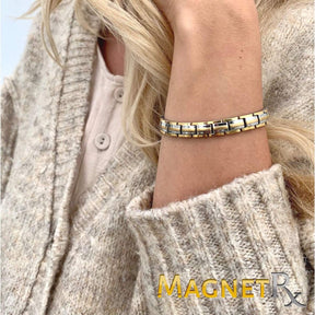 Women's Ultra Strength Silver & Gold Titanium Magnetic Bracelet