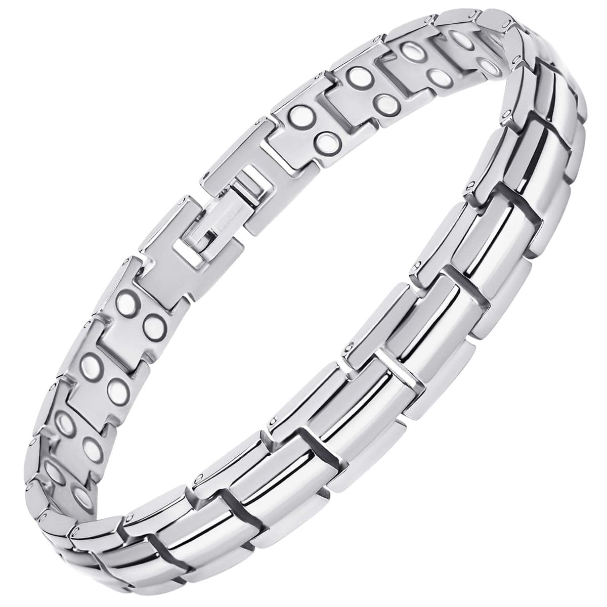 Women's Ultra Strength Silver Titanium Magnetic Therapy Bracelet