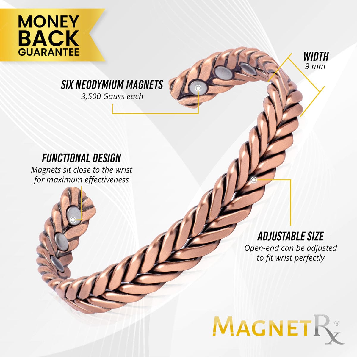 Woven Copper Magnetic Therapy Bracelet Cuff