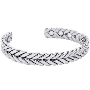 Woven Magnetic Therapy Bracelet Cuff (Brushed Silver)