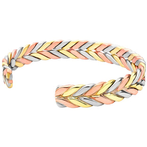 Woven Tri-Tone Magnetic Therapy Bracelet Cuff