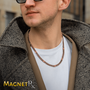 MagnetRX® Magnetic Necklace for Men - Effective Mens Magnetic Necklaces -  Stainless Steel Silver Curb Chain Necklace with Magnets