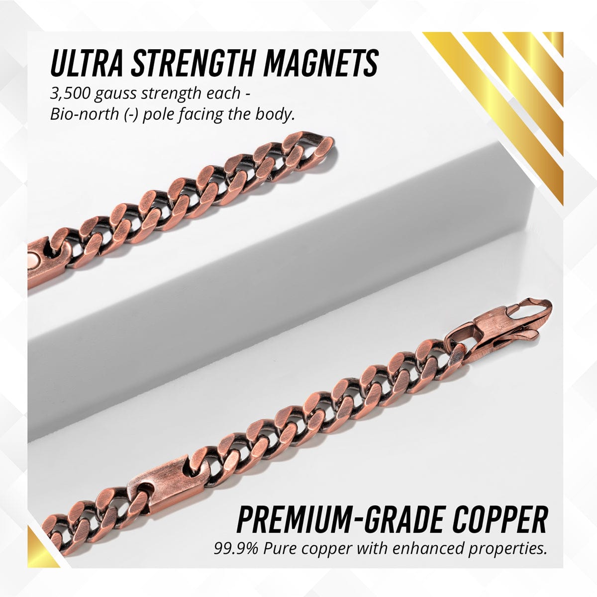 Feraco Copper Magnetic Therapy Necklace for Women Men Pure Solid Copper  Chain Necklace with Magnets Unique X Shape Links Adjustable