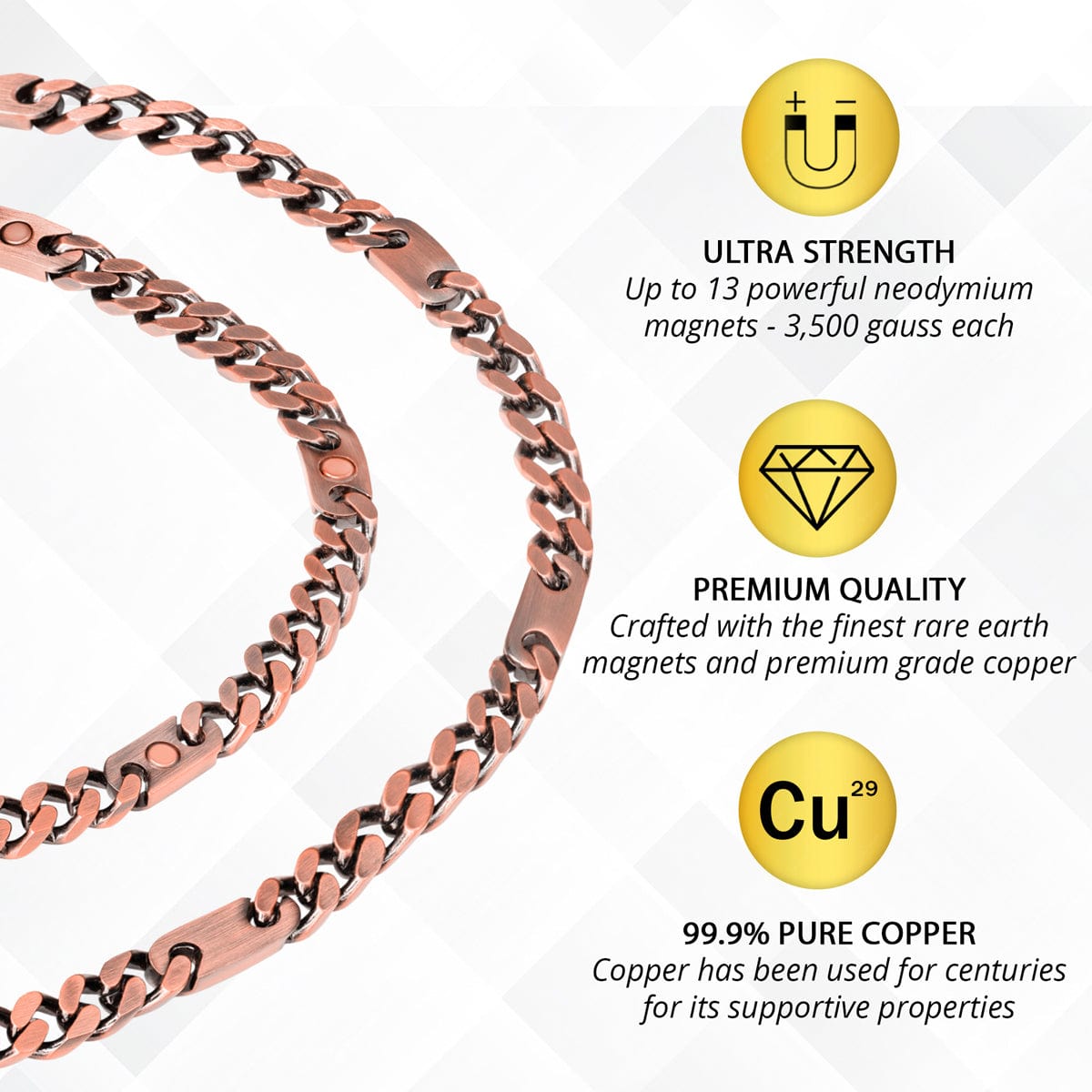 Magnetic Necklace Copper Magnetic Therapy Necklace Curb Chain MagnetRX