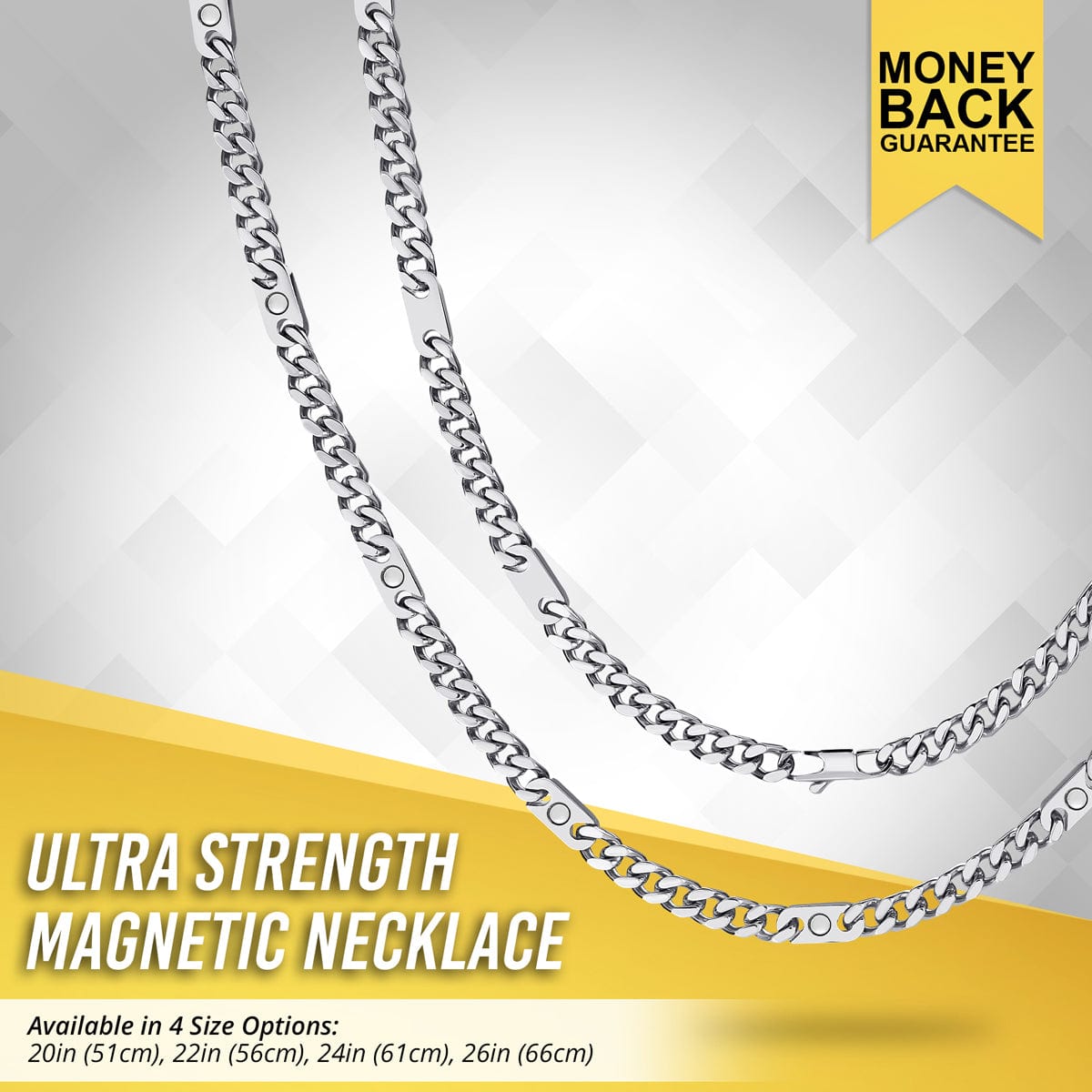 Magnetic Therapy Necklace Stainless Steel Curb Chain