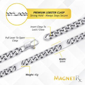 Magnetic Therapy Necklace Stainless Steel Curb Chain