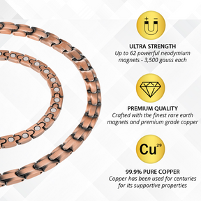 Magnetic Necklace Powerful Copper Magnetic Therapy Necklace Classic Chain MagnetRX