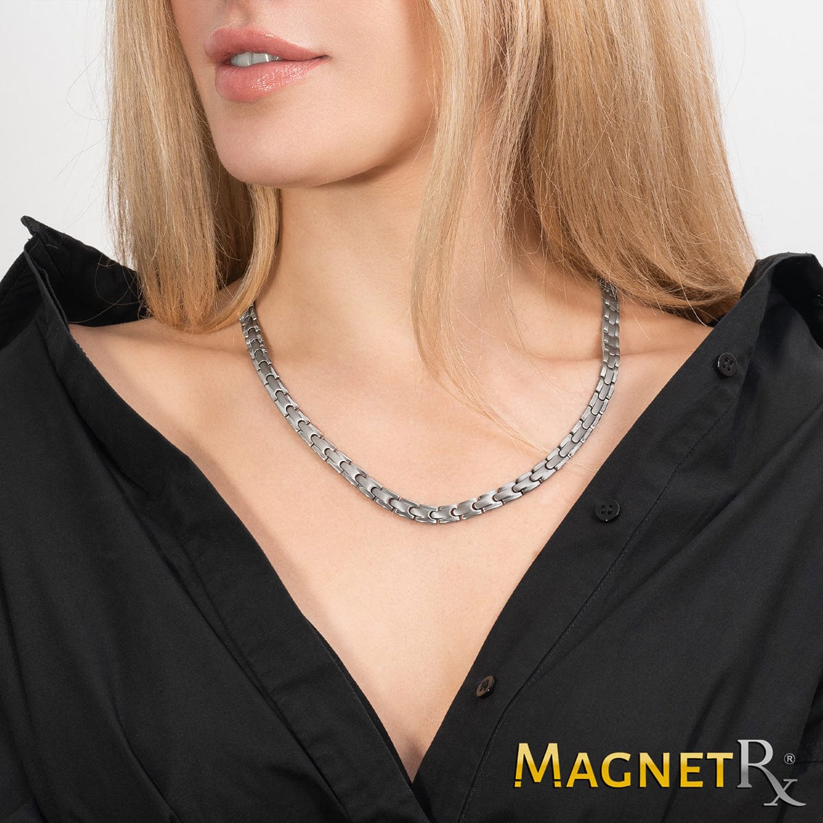 Powerful Silver Titanium Magnetic Therapy Necklace