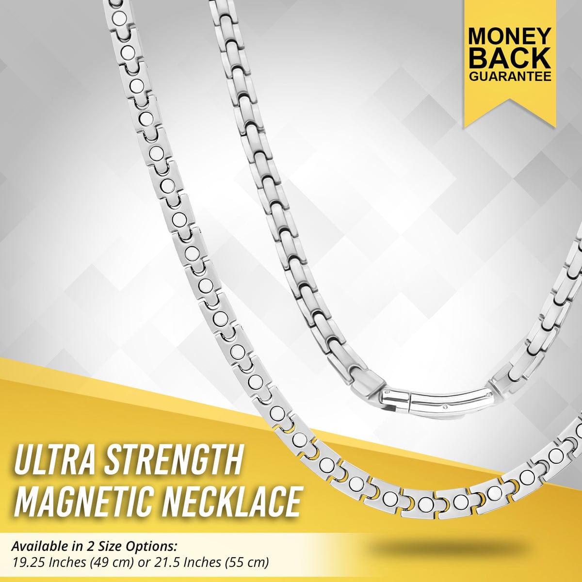 Powerful Silver Titanium Magnetic Therapy Necklace