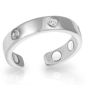 Crystal Magnetic Therapy Ring (Silver)